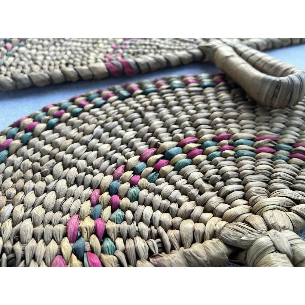 Vintage Handwoven Wicker Wall Fan Set Boho Coastal Seagrass Rattan Decor Pair